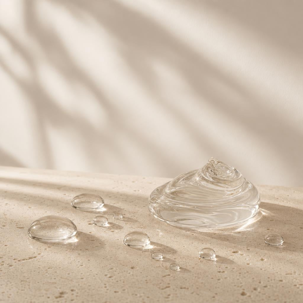 Gouttelettes de gel hydratant transparent