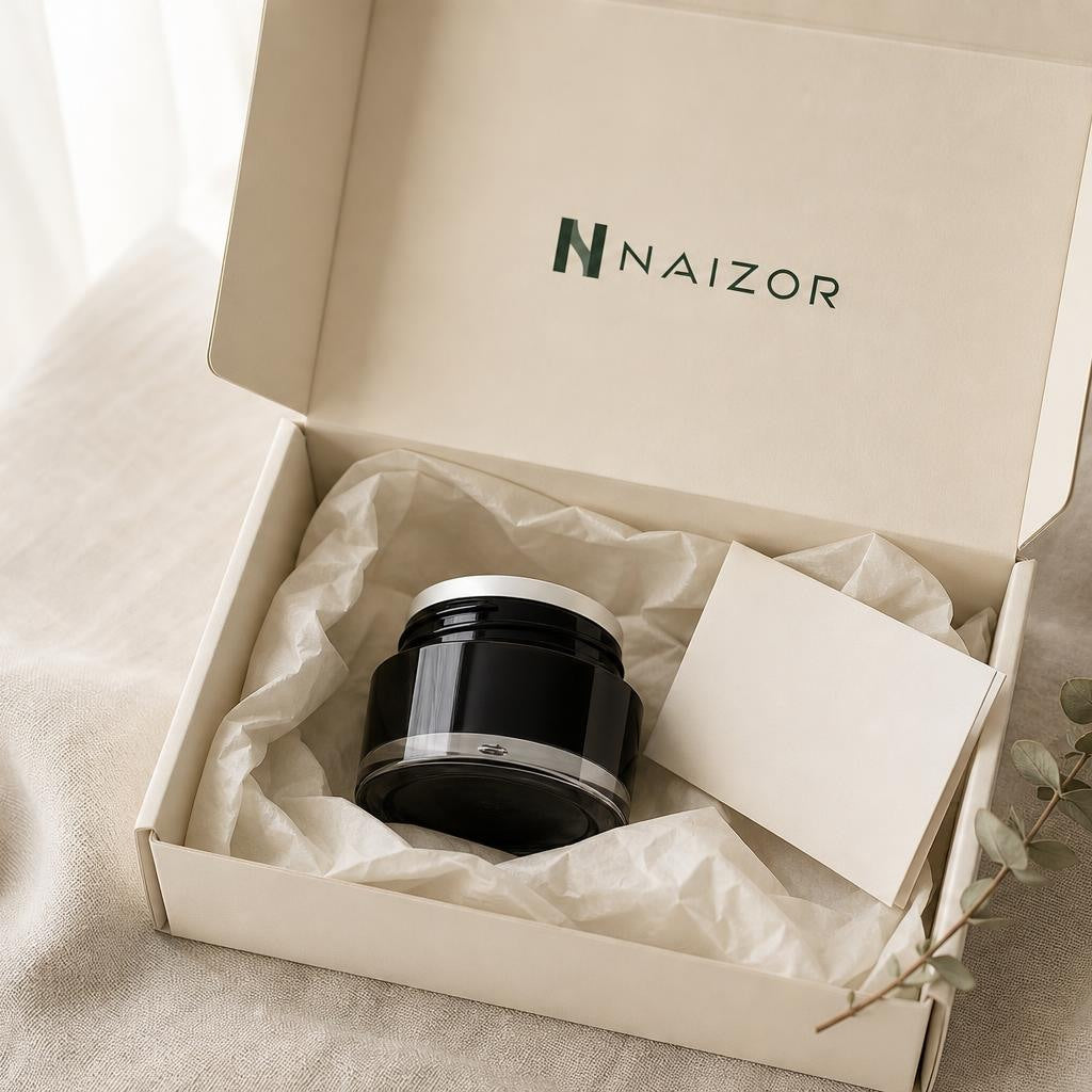 NAIZOR box opened to reveal Active Eye Cream