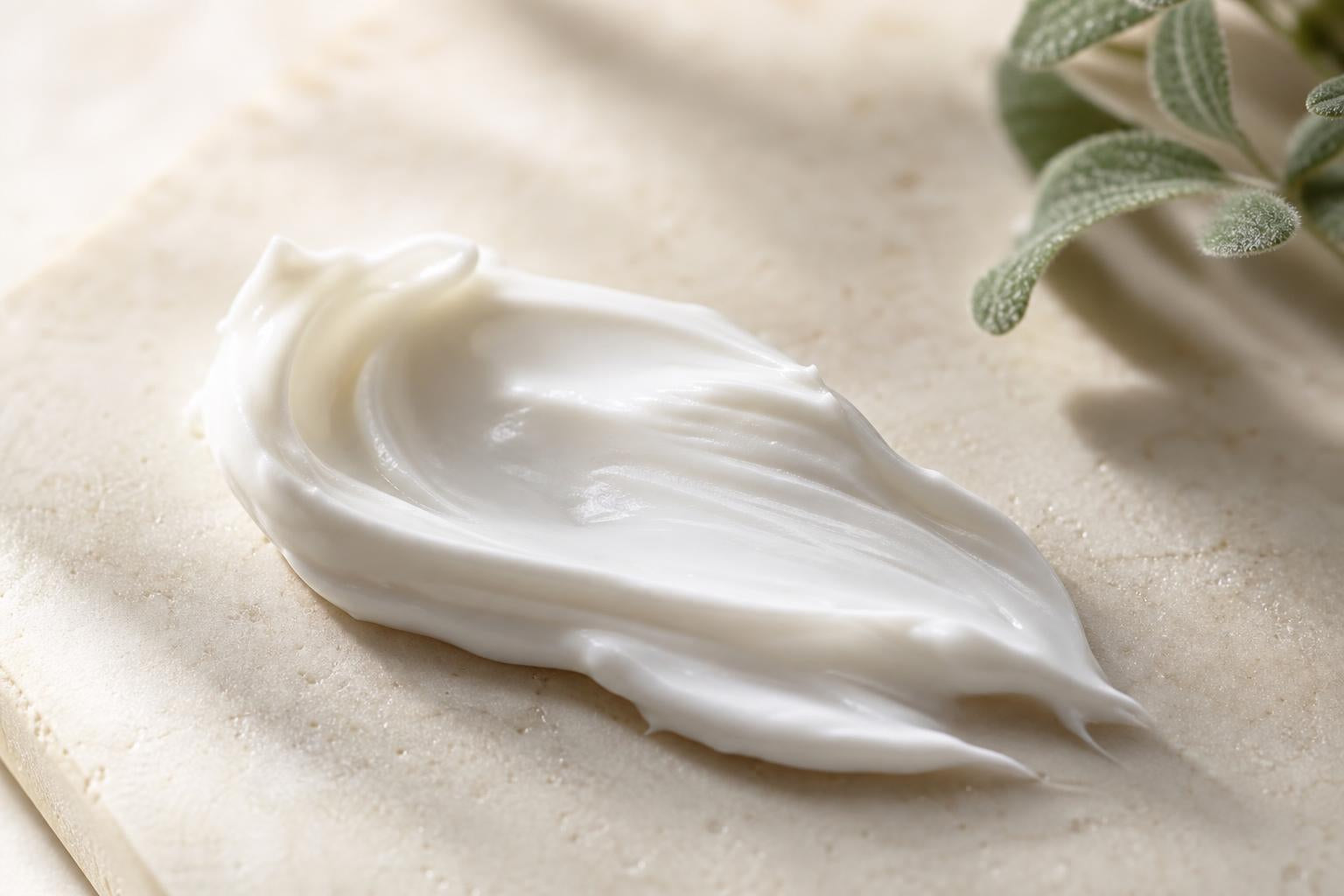 Gros plan sur la texture blanche, légère et soyeuse de la Crème contour des yeux Active de NAIZOR